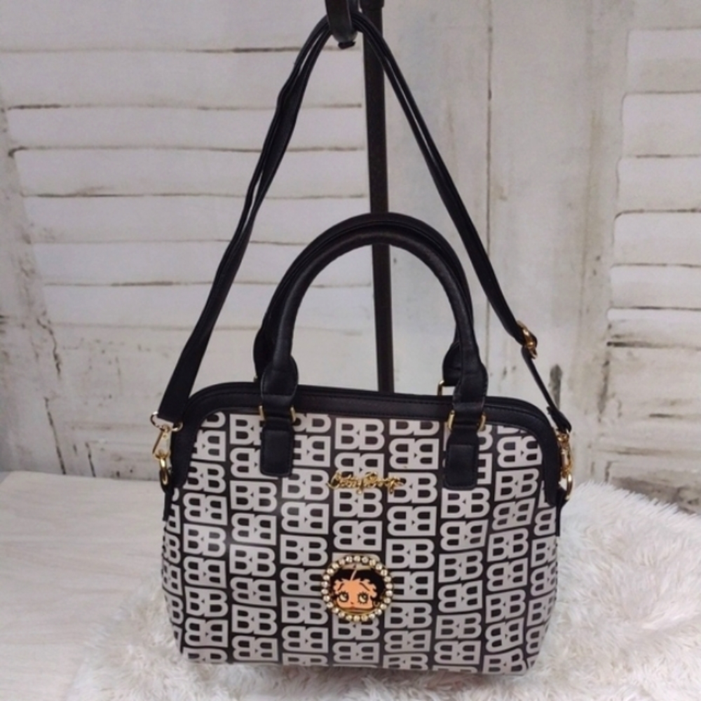 Betty Boop Black and Gray Satchel Shoulder Bag